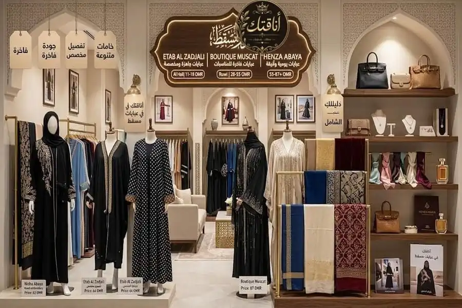 عناوين الفخامة: أفخم بوتيكات عبايات في مسقط لتسوق راقٍ وإطلالة استثنائية