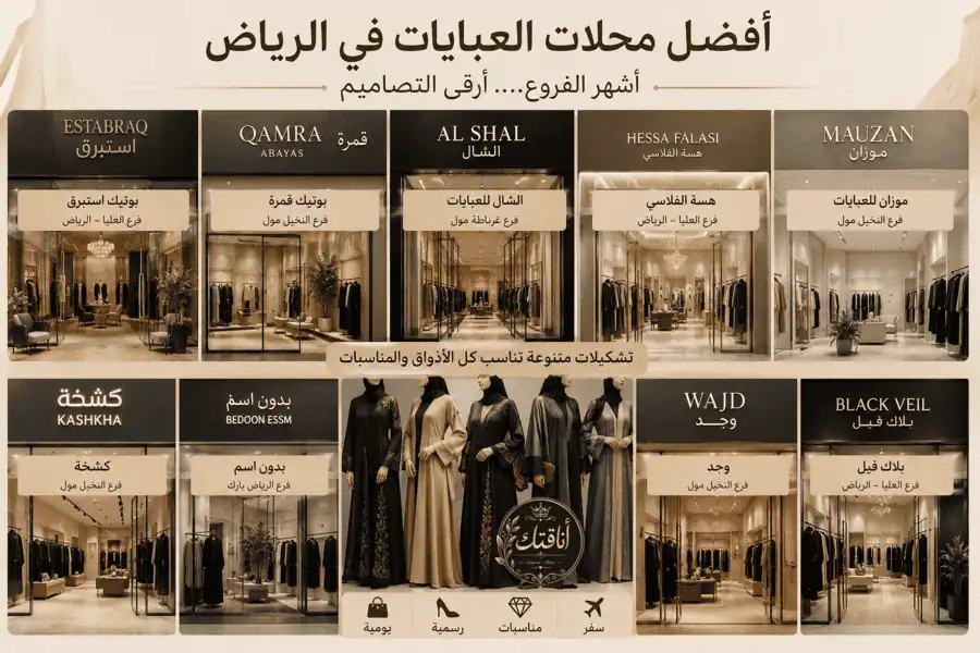 تسوقي كالأميرات: دليل أفخم محلات وبوتيكات عبايات في الرياض (للمناسبات والدوام والسفر)