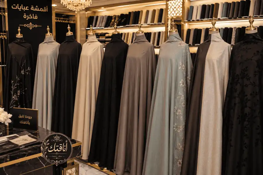 الفرق بين أقمشة العبايات: كيف تختارين القماش الأنسب لطقس الخليج من حر ورطوبة؟