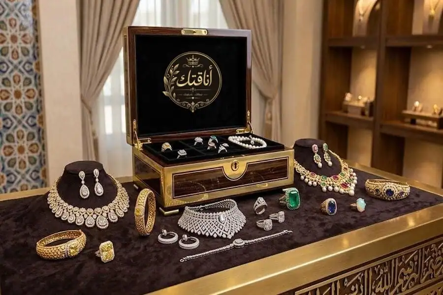 إتيكيت تنسيق المجوهرات الفاخرة مع العباية السوداء لإطلالة ملكية راقية وفخمة
