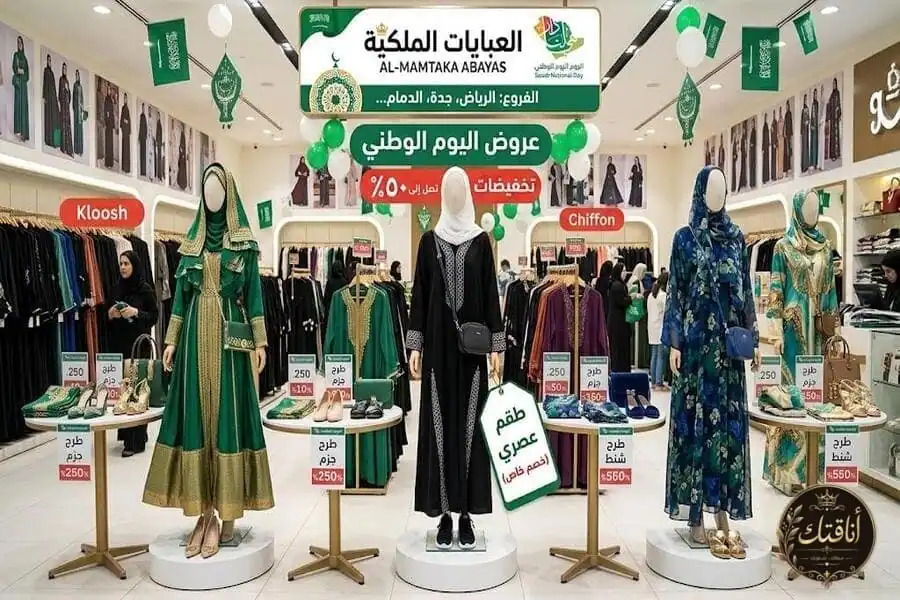 عروض اليوم الوطني عبايات: كيف تختارين عبايتكِ ولونها وقماشها من بين مئات القصات بأفضل قيمة؟